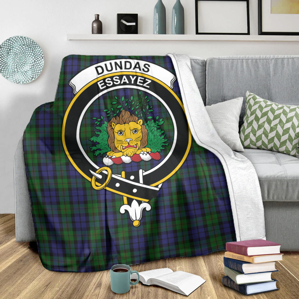Dundas Tartan Blanket with Family Crest X-Large 59 x 79 inches 150 x 200 cm - Tartan Vibes Clothing