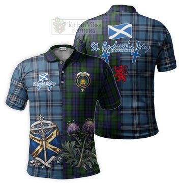 Dundas Tartan Polo Shirt Happy St. Andrew's Day Half Tartan Style Kid - Tartan Vibes Clothing