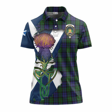Dundas Tartan Family Crest Women's Polo Shirt Scottish Thistle Celtic Inspired Women - Tartan Vibes Clothing
