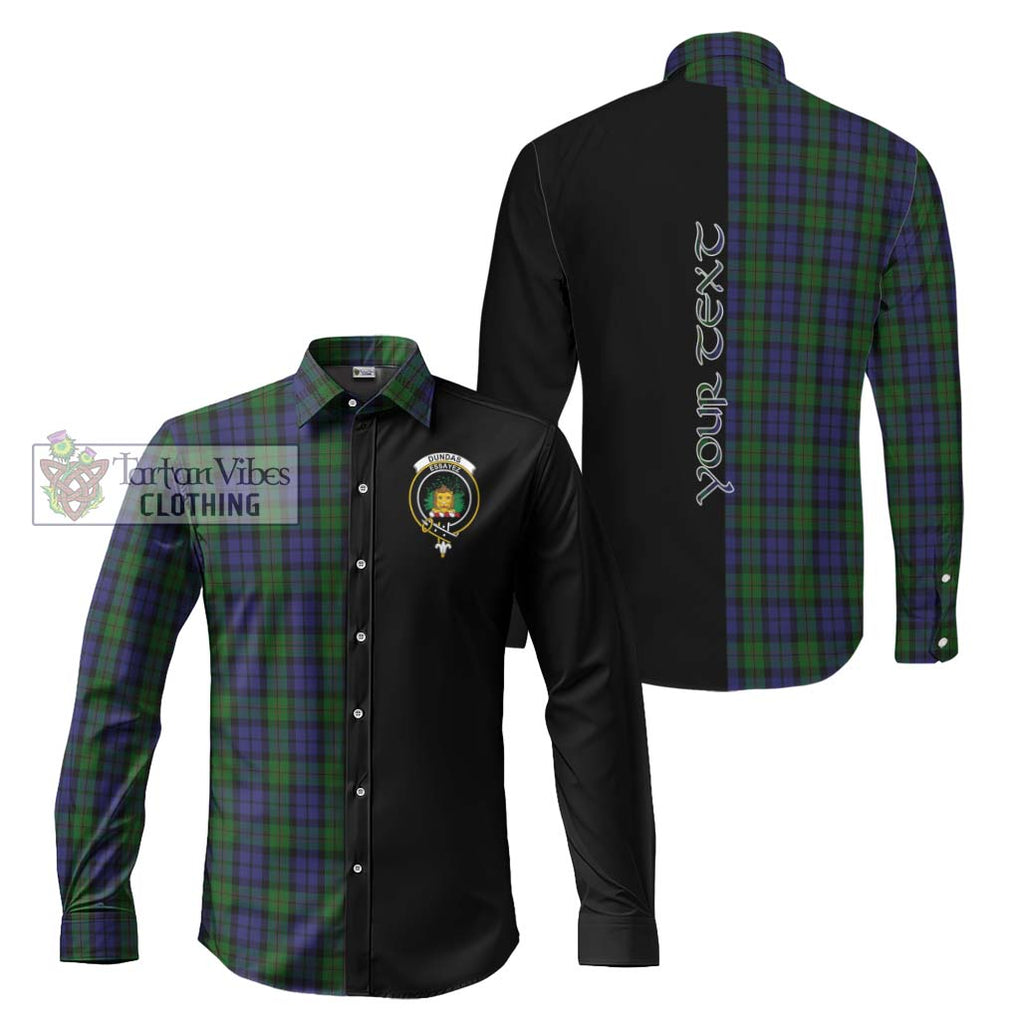 Dundas Tartan Long Sleeve Button Shirt with Family Crest and Half Of Me Style Men's Shirt S - Tartan Vibes Clothing