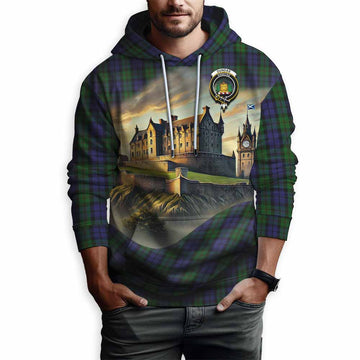 Dundas Tartan Family Crest Hoodie with Scottish Ancient Castle Style Pullover Hoodie - Tartan Vibes Clothing