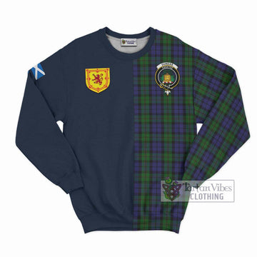 Dundas Tartan Sweatshirt Alba with Scottish Lion Royal Arm Half Style Unisex - Tartan Vibes Clothing