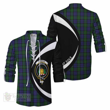 Dundas Tartan Ghillie Kilt Shirt with Family Crest Circle Style Men - Tartan Vibes Clothing