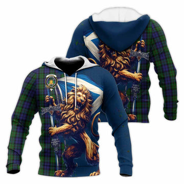Dundas Tartan Family Crest Knitted Hoodie with Scottish Majestic Lion Unisex Knitted Pullover Hoodie - Tartan Vibes Clothing