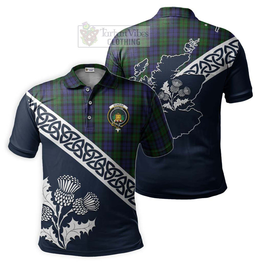 Dundas Tartan Polo Shirt Featuring Thistle and Scotland Map Kid - Tartanvibesclothing Store