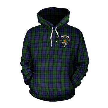 Dundas Tartan Cotton Hoodie with Family Crest and Bearded Skull Holding Bottles of Whiskey Pullover Hoodie XS - Tartan Vibes Clothing