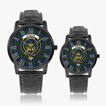 Dundas Tartan Family Crest Leather Strap Quartz Watch Wide Type - Tartan Vibes Clothing