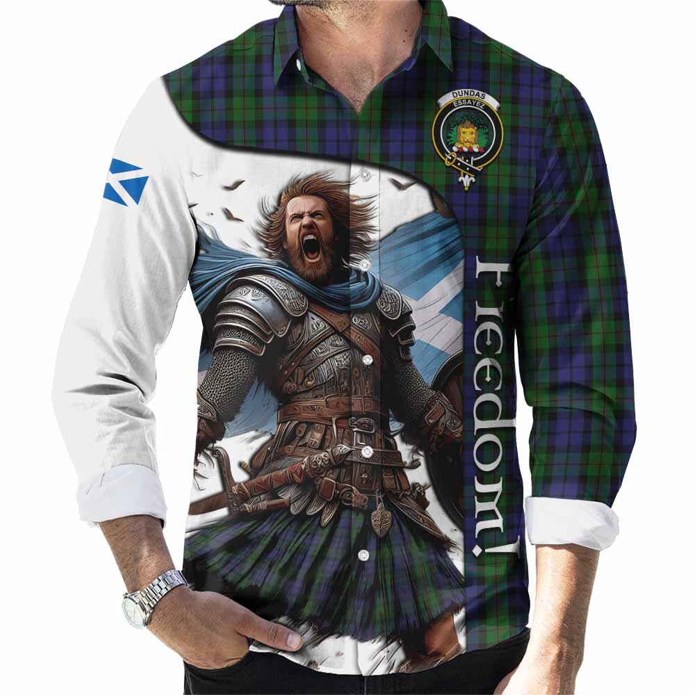 Dundas Crest Tartan Long Sleeve Button Shirt Inspired by the Freedom of Scottish Warrior Men's Shirt S - Tartan Vibes Clothing
