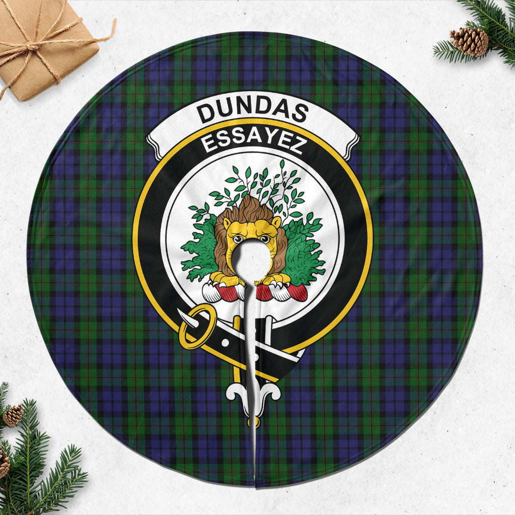 Dundas Tartan Christmas Tree Skirt with Family Crest 47*47 inch - Tartan Vibes Clothing