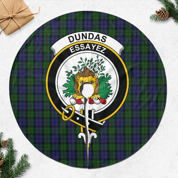 Dundas Tartan Christmas Tree Skirt with Family Crest 47*47 inch - Tartan Vibes Clothing