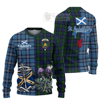 Dundas Tartan Knitted Sweater Happy St. Andrew's Day Half Tartan Style Unisex - Tartan Vibes Clothing