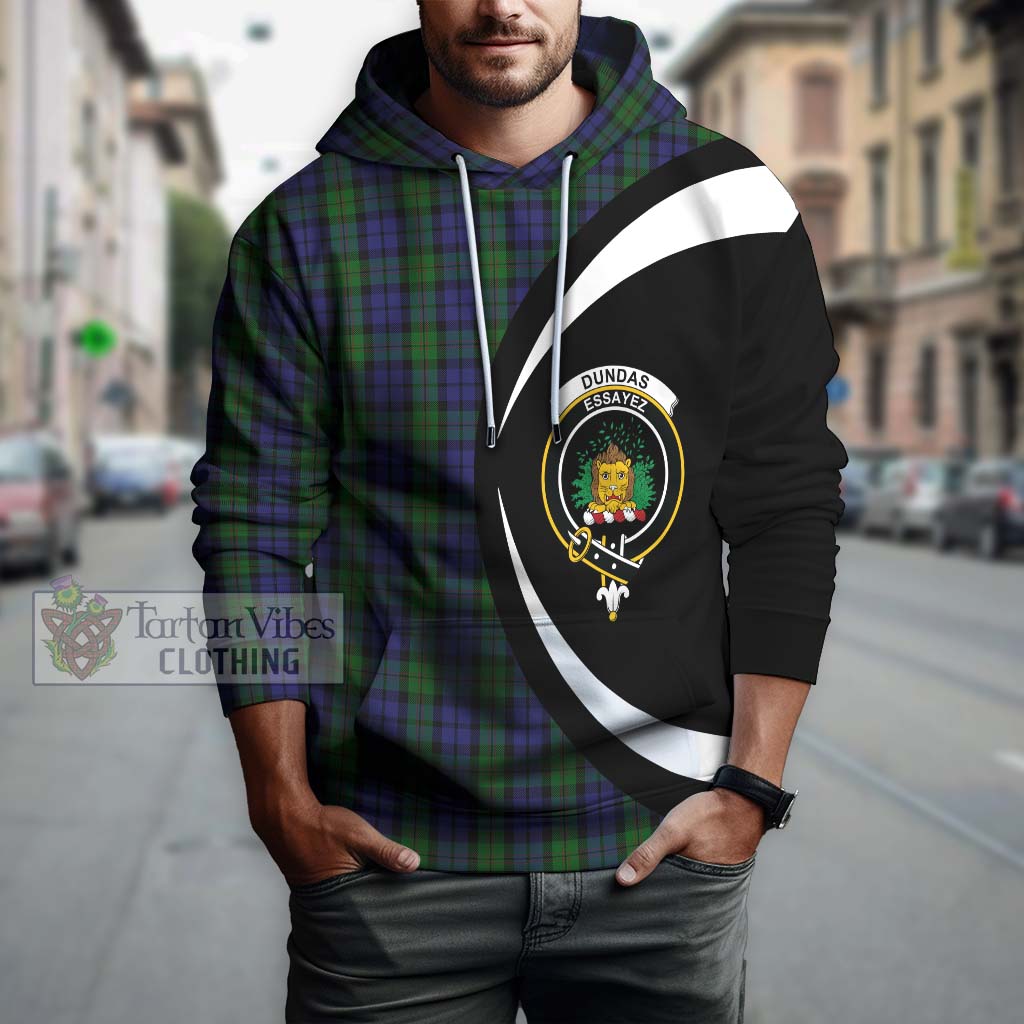 Dundas Tartan Hoodie with Family Crest Circle Style Zip Hoodie - Tartan Vibes Clothing