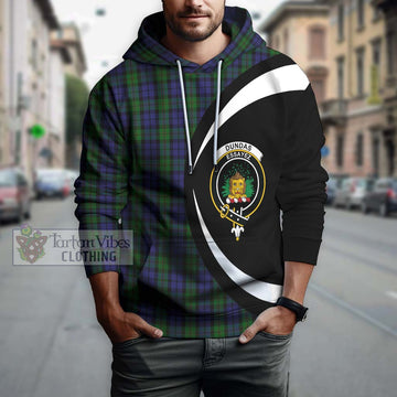 Dundas Tartan Hoodie with Family Crest Circle Style Zip Hoodie - Tartan Vibes Clothing