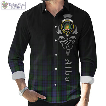 Dundas Tartan Long Sleeve Button Up Featuring Alba Gu Brath Family Crest Celtic Inspired Men's Shirt - Tartan Vibes Clothing