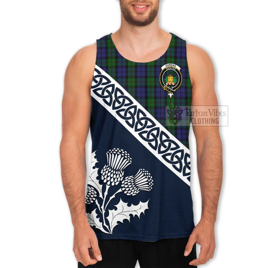 Dundas Tartan Men's Tank Top Featuring Thistle and Scotland Map Men - Tartan Vibes Clothing
