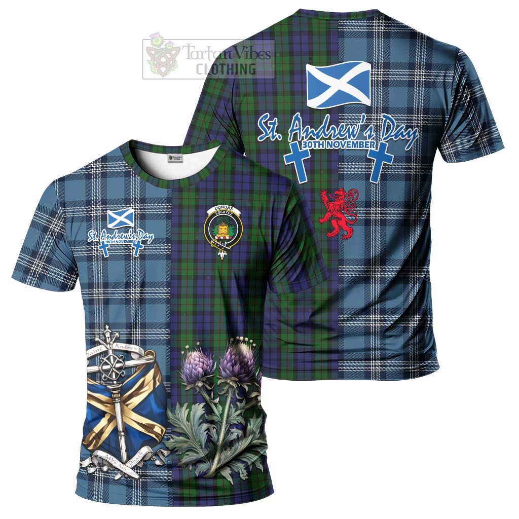 Dundas Tartan T-Shirt Happy St. Andrew's Day Half Tartan Style Kid's Shirt - Tartan Vibes Clothing