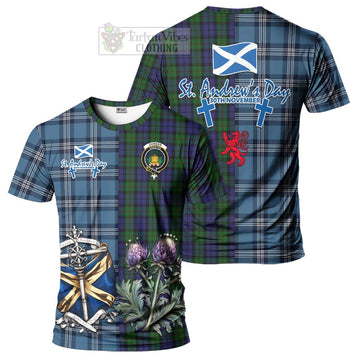 Dundas Tartan T-Shirt Happy St. Andrew's Day Half Tartan Style Kid's Shirt - Tartan Vibes Clothing