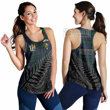 Dundas Crest Tartan Women's Racerback Tanks with New Zealand Silver Fern Half Style 4XL - Tartan Vibes Clothing