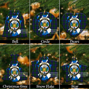 Dundas Tartan Christmas Ceramic Ornaments with Family Crest and Scotland Map Ceramic - Tartan Vibes Clothing
