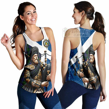 Dundas Tartan Women's Racerback Tanks with Family Crest Scottish Bagpiper Vibes 4XL - Tartan Vibes Clothing