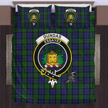 Dundas Tartan Bedding Set with Family Crest US Bedding Set - Tartan Vibes Clothing