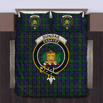 Dundas Tartan Quilt Bed Set with Family Crest King - Tartan Vibes Clothing