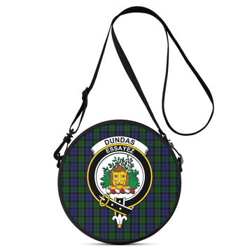 Dundas Tartan Round Satchel Bags with Family Crest One Size 9*9*2.7 inch - Tartan Vibes Clothing