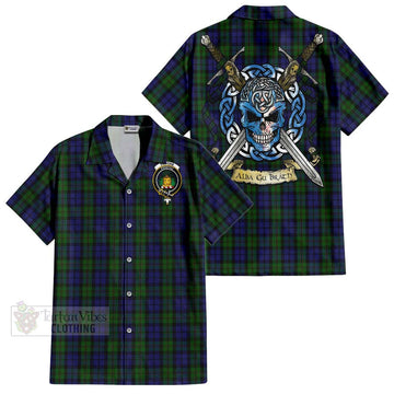 Dundas Tartan Hawaiian Shirt with Family Crest Celtic Skull Style Kid - Tartan Vibes Clothing