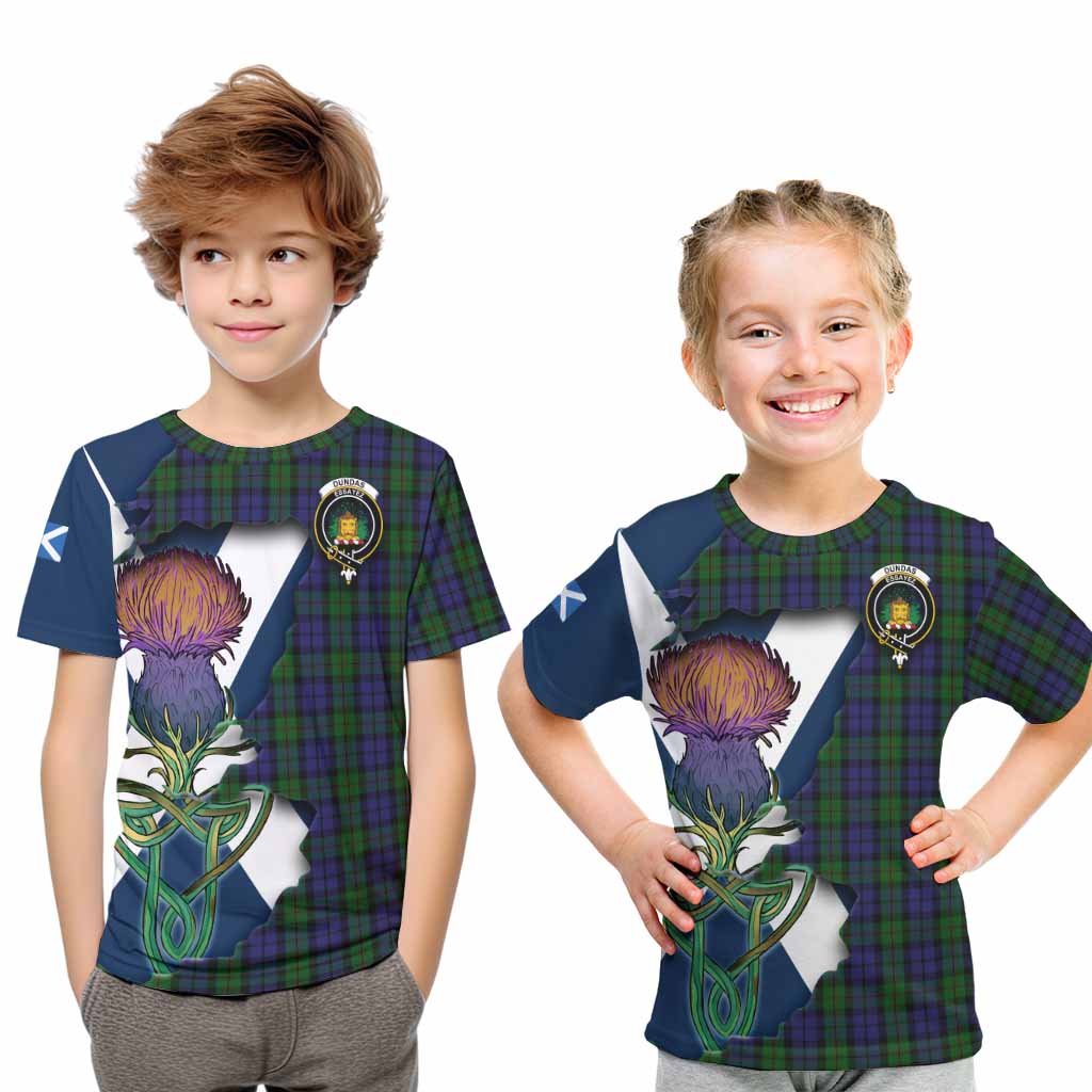 Dundas Tartan Family Crest Kid T-Shirt Scottish Thistle Celtic Inspired Youth XL Size14 - Tartan Vibes Clothing