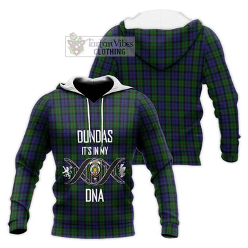 Dundas Tartan Knitted Hoodie with Family Crest DNA In Me Style Unisex Knitted Pullover Hoodie - Tartan Vibes Clothing