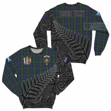 Dundas Crest Tartan Sweatshirt with New Zealand Silver Fern Half Style Unisex - Tartan Vibes Clothing