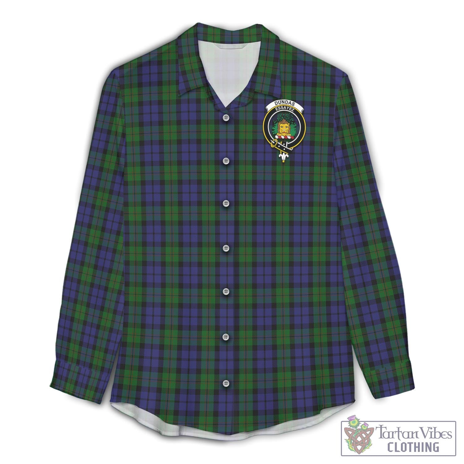 Dundas Tartan Women's Casual Shirt with Family Crest Female - Tartan Vibes Clothing
