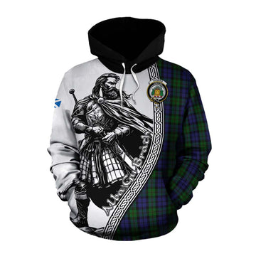 Dundas Tartan Clan Crest Cotton Hoodie with Highlander Warrior Celtic Style Pullover Hoodie XS - Tartan Vibes Clothing
