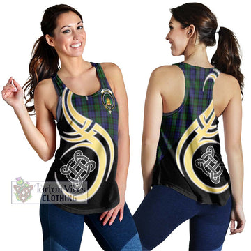 Dundas Tartan Women's Racerback Tanks with Family Crest and Celtic Symbol Style 4XL - Tartan Vibes Clothing