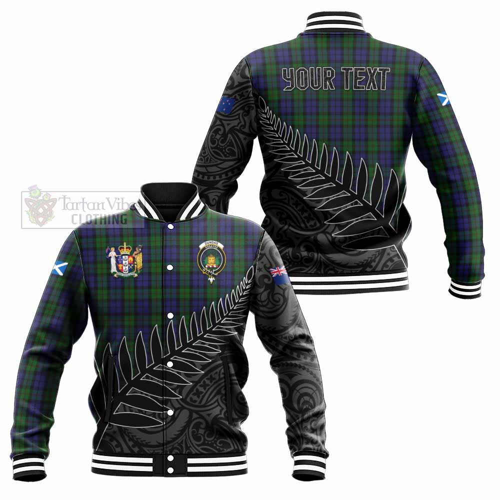Dundas Crest Tartan Baseball Jacket with New Zealand Silver Fern Half Style Unisex - Tartan Vibes Clothing