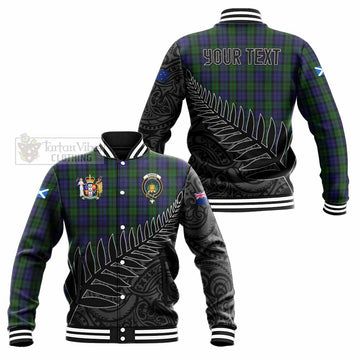 Dundas Crest Tartan Baseball Jacket with New Zealand Silver Fern Half Style Unisex - Tartan Vibes Clothing