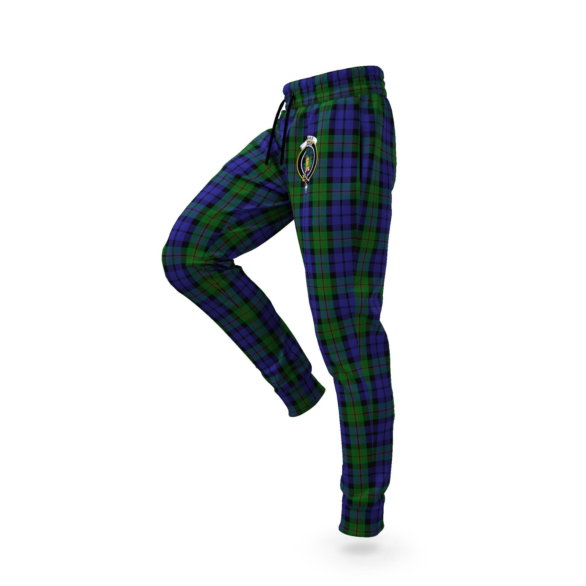 Dundas Tartan Joggers Pants with Family Crest S - Tartan Vibes Clothing