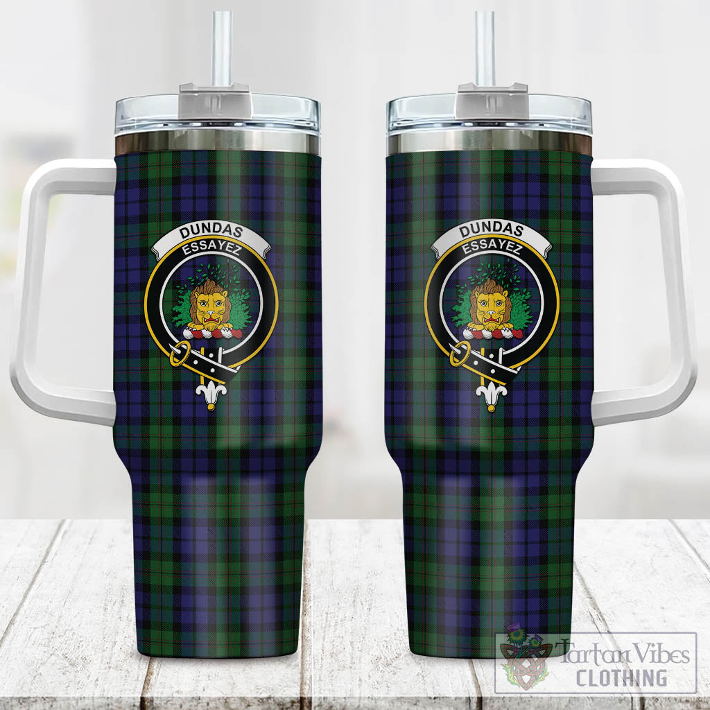Dundas Tartan Tumbler with Handle with Family Crest One Size 40 OZ - Tartan Vibes Clothing