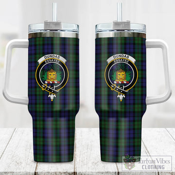Dundas Tartan Tumbler with Handle with Family Crest One Size 40 OZ - Tartan Vibes Clothing