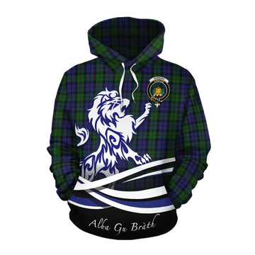 Dundas Tartan Cotton Hoodie with Alba Gu Brath Regal Lion Emblem Pullover Hoodie XS - Tartan Vibes Clothing