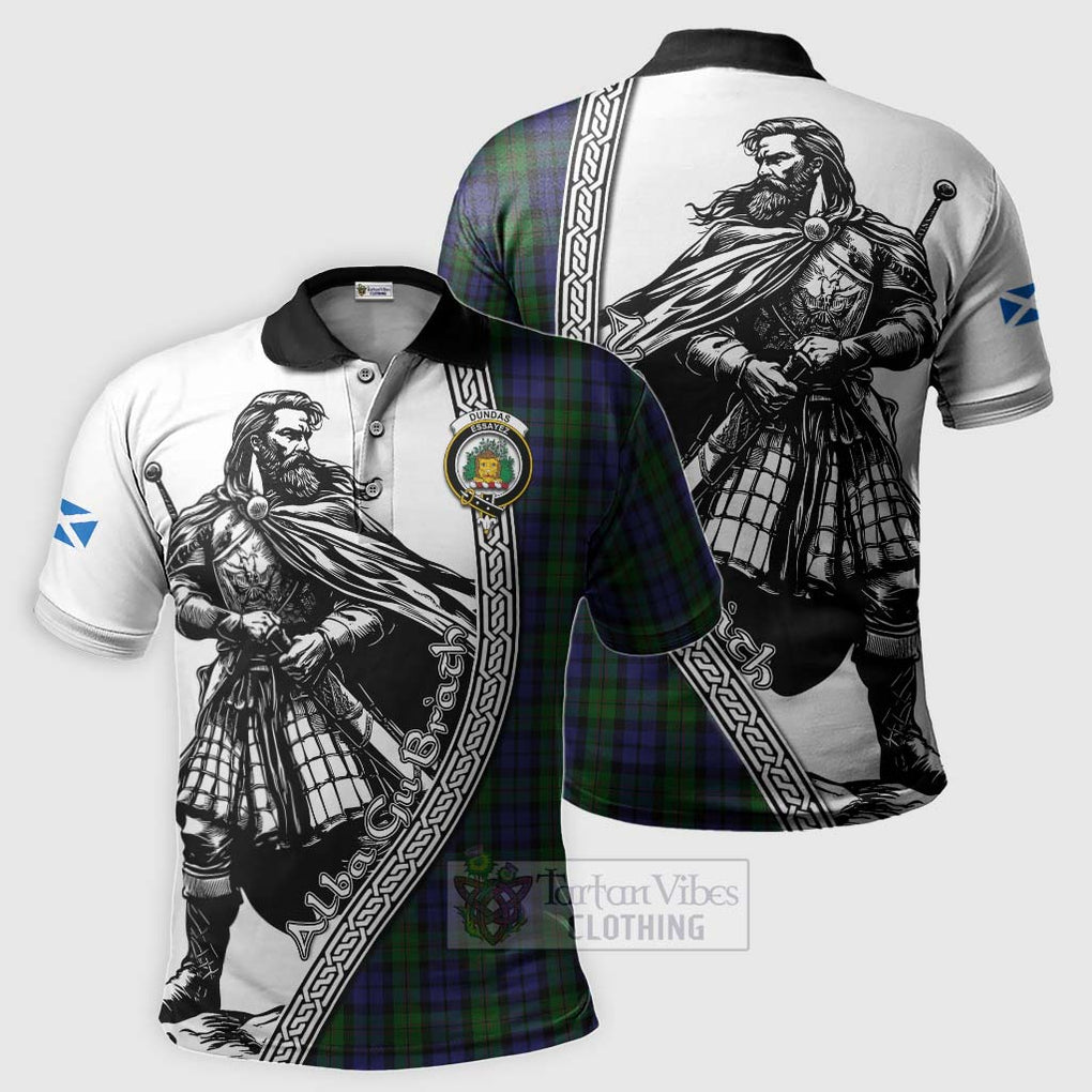 Dundas Tartan Clan Crest Polo Shirt with Highlander Warrior Celtic Style Kid - Tartan Vibes Clothing
