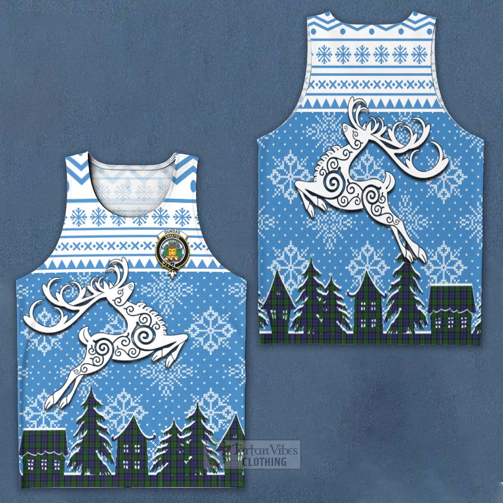 Dundas Clan Christmas Men's Tank Top Celtic Reindeer Style Men - Tartan Vibes Clothing