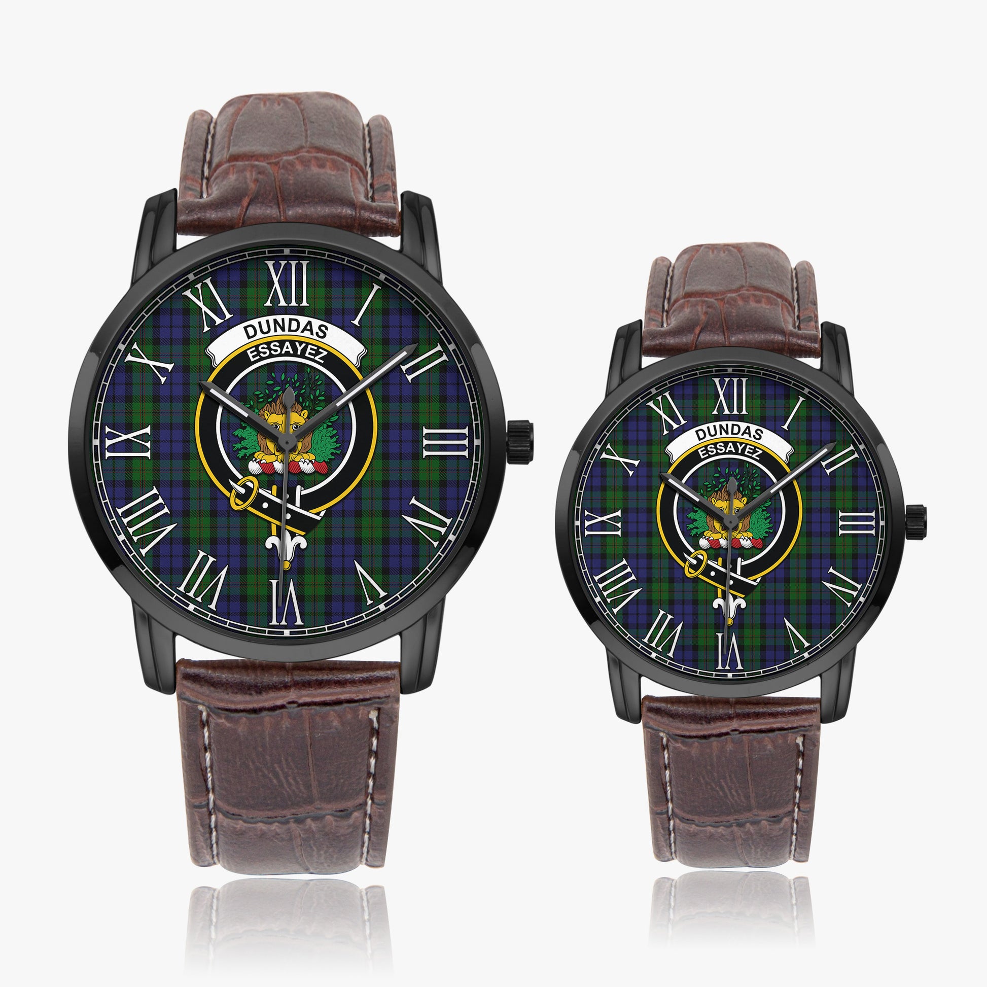 Dundas Tartan Family Crest Leather Strap Quartz Watch - Tartan Vibes Clothing