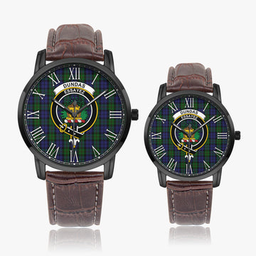 Dundas Tartan Family Crest Leather Strap Quartz Watch - Tartan Vibes Clothing