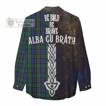 Dundas Tartan Family Crest Women's Casual Shirt Alba Gu Brath Be Brave Lion Ancient Style - Tartan Vibes Clothing