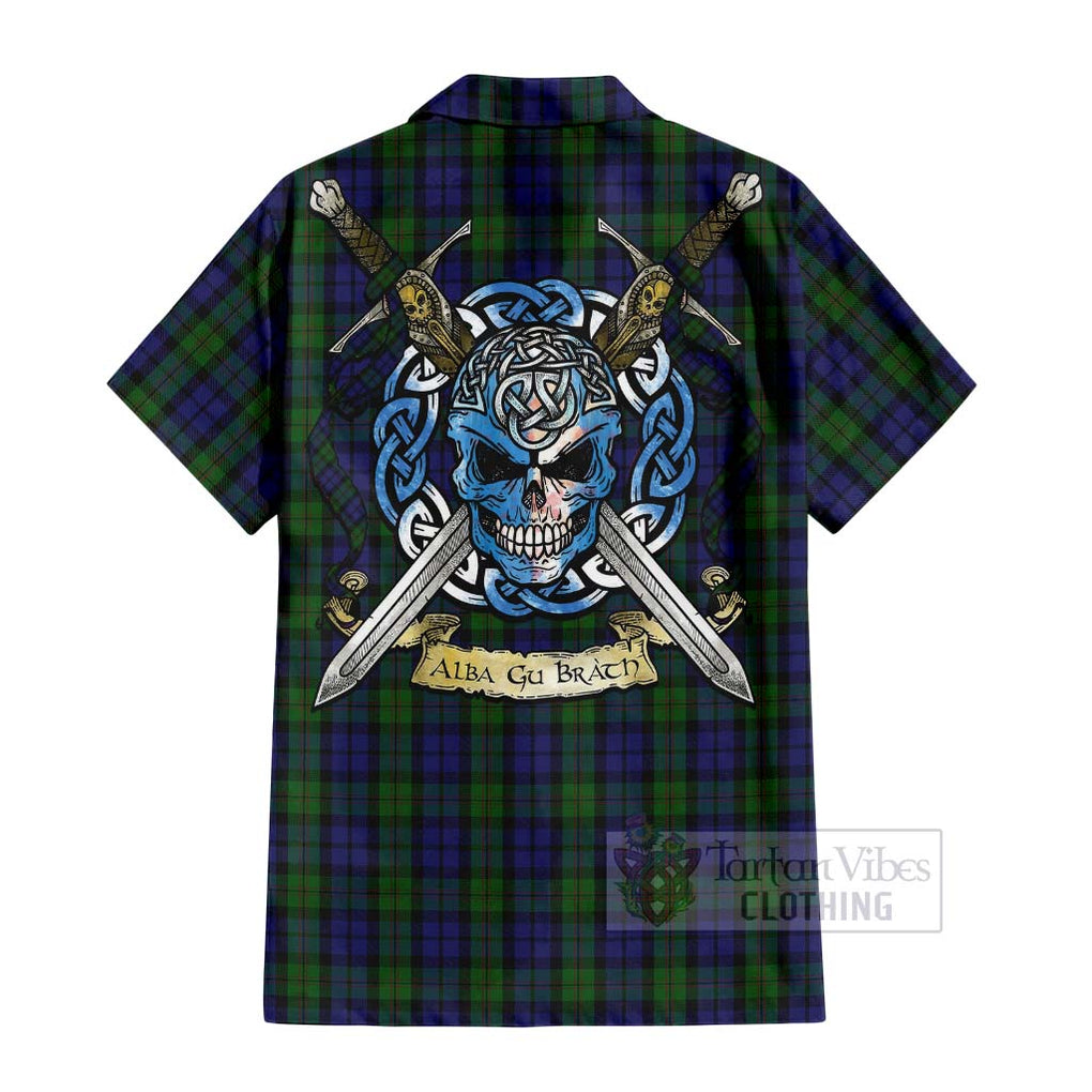 Dundas Tartan Hawaiian Shirt with Family Crest Celtic Skull Style - Tartan Vibes Clothing