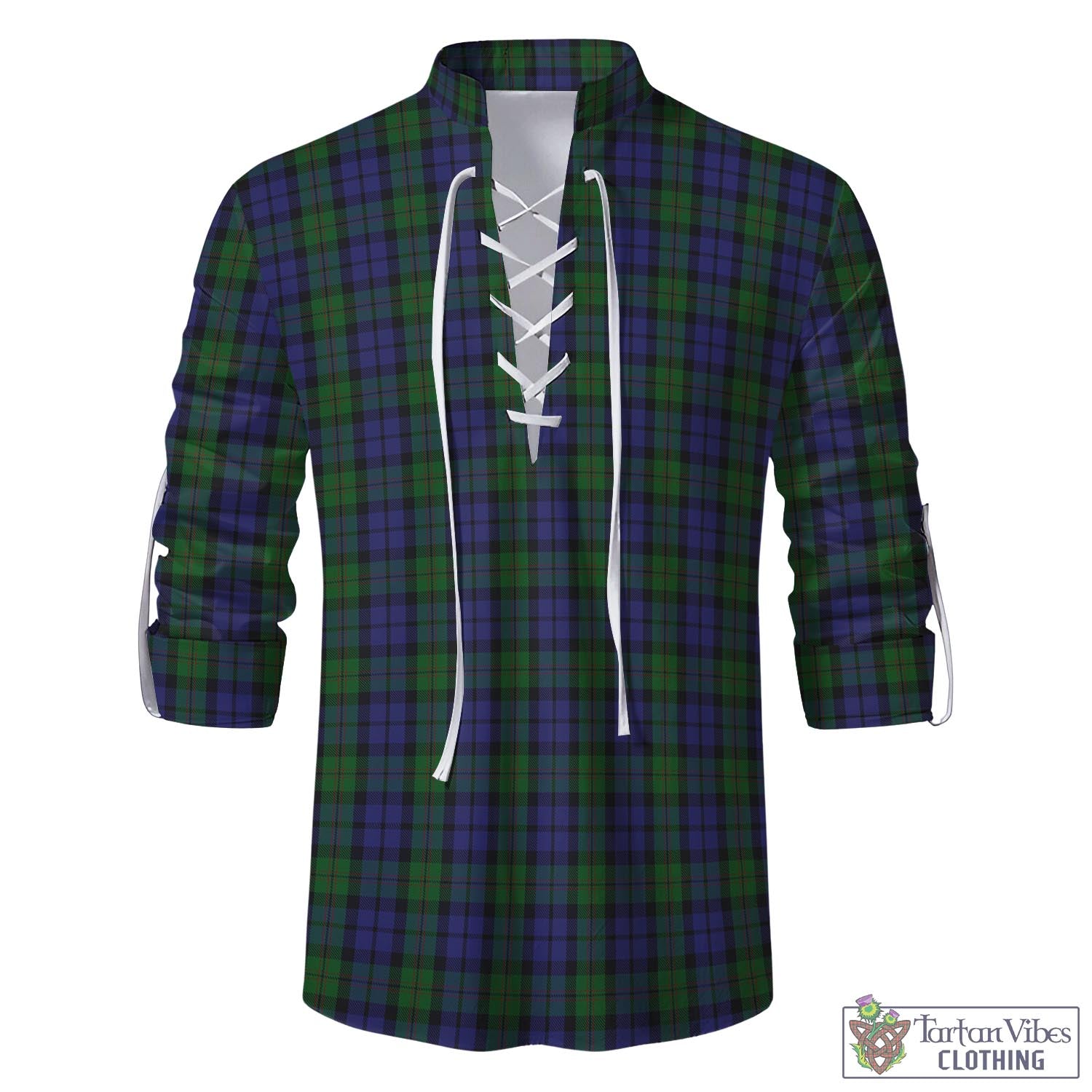 Dundas Tartan Men's Scottish Traditional Jacobite Ghillie Kilt Shirt - Tartan Vibes Clothing