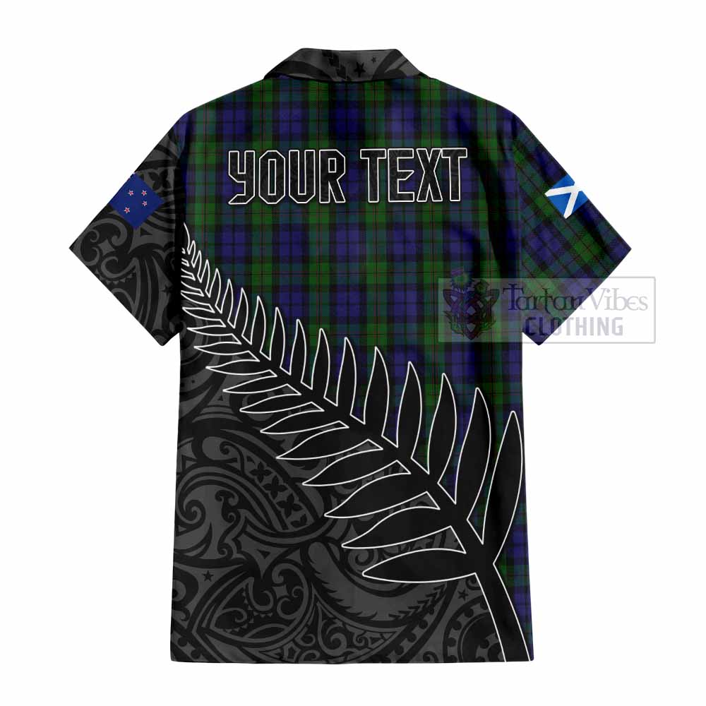 Dundas Crest Tartan Hawaiian Shirt with New Zealand Silver Fern Half Style - Tartan Vibes Clothing