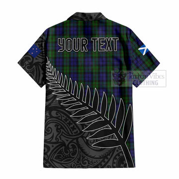 Dundas Crest Tartan Hawaiian Shirt with New Zealand Silver Fern Half Style - Tartan Vibes Clothing