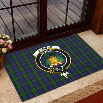Dundas Tartan Rubber Doormat with Family Crest - Tartan Vibes Clothing